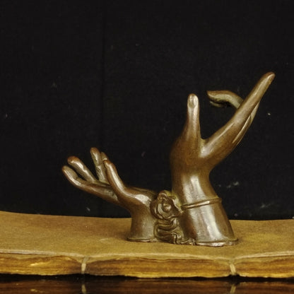 Chinese Antique Bronze Buddha Hand Shelf Ornament Statue