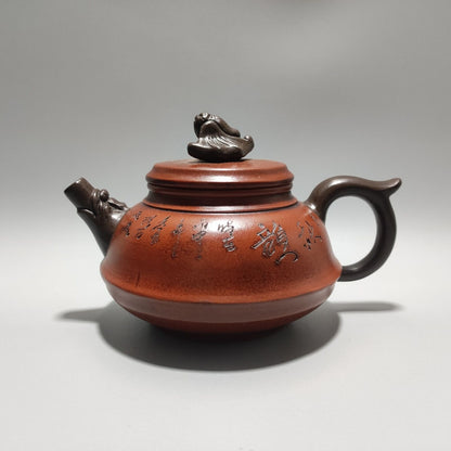 Vintage Chinese Yixing Purple Clay Teapot Zisha Ceremony Carving Collectible Art