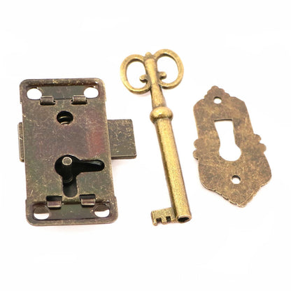 Vintage Iron Alloy Cabinet Door Lock Kit with Key Antique Drawer Wardrobe Lock b