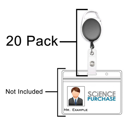 20 Pack Retractable Clip-on Carabiner ID Badge Holder Reels Up to 1.75 Feet