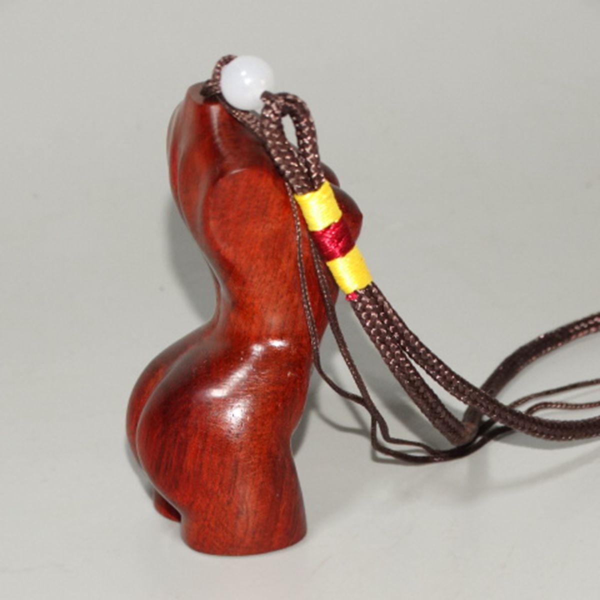 Vintage Red Sandalwood Female Form Pendant - 7cm Handheld Carving