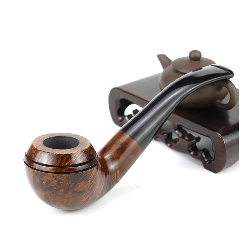 Tobacco Pipe Briar Wood 9mm Filter Creative Round Engraved Smoking Tool 145x34mm
