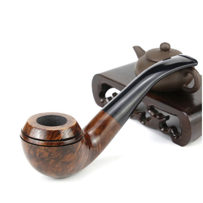 Tobacco Pipe Briar Wood 9mm Filter Creative Round Engraved Smoking Tool 145x34mm