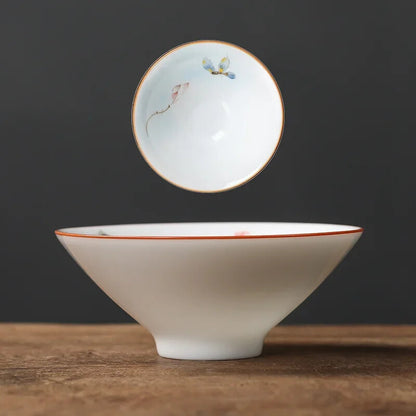 1Pc Chinese Ceramic Teacup Hand Painted Flowers and Birds Cup Porcelain Tea Set