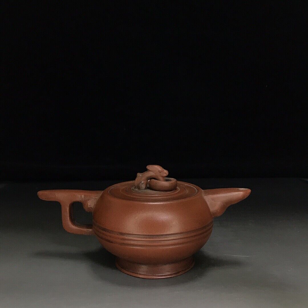 Chinese Yixing Zisha Clay Handmade Exquisite Teapot （直把环壶 底款：时大彬））