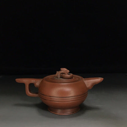 Chinese Yixing Zisha Clay Handmade Exquisite Teapot （直把环壶 底款：时大彬））