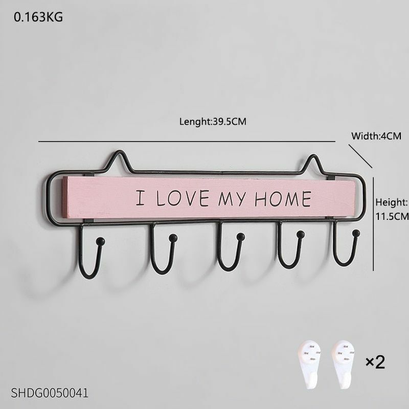 Key Holder Hanger Wall Hanging Wood Wall Organizer Rectangle House Shape Rack