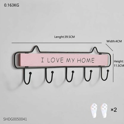 Key Holder Hanger Wall Hanging Wood Wall Organizer Rectangle House Shape Rack