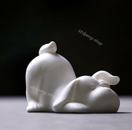 3.3" Chinese White Porcelain Ceramics Lovable 12 Zodiac Doggie Figurine Statues