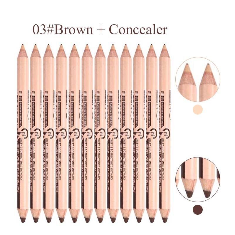 MENOW 12PCS Concealer & eyebrow Pencils 2 in 1 Makeup Set Two-head Professional