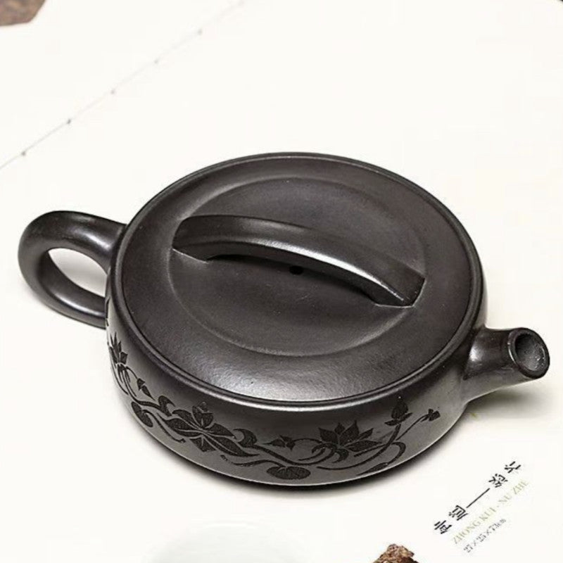 Chinese Tea Pot Handmade 7 Infuser Holes Marked Pot Real Yixing Zisha Black Clay