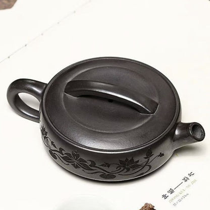 Chinese Tea Pot Handmade 7 Infuser Holes Marked Pot Real Yixing Zisha Black Clay