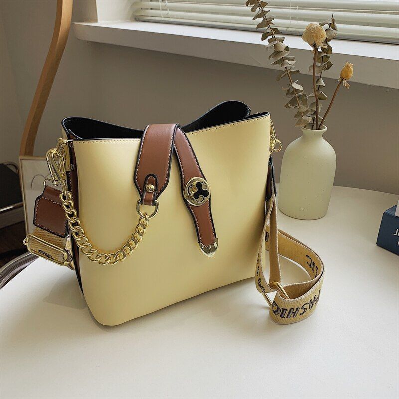 Small Bucket Shoulder Bag Synthetic Leather Messenger Bag Crossbody Bags Casual