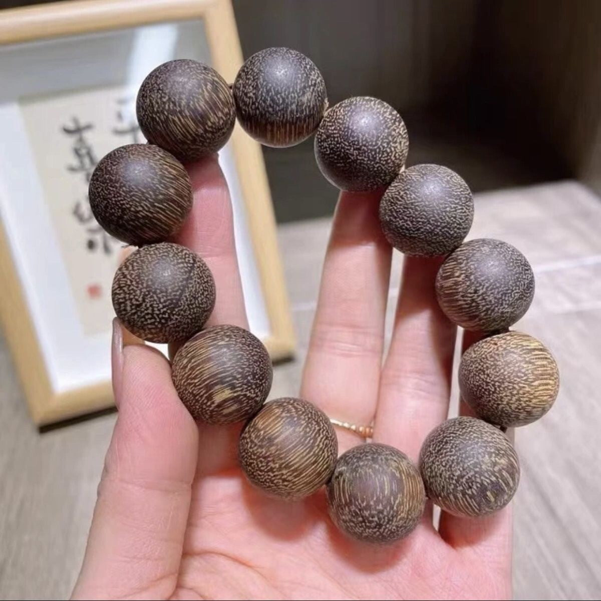 20mm Beads Natural Grade A Agarwood Men Woman Bracelet Buddha Lucky Prayer Beads