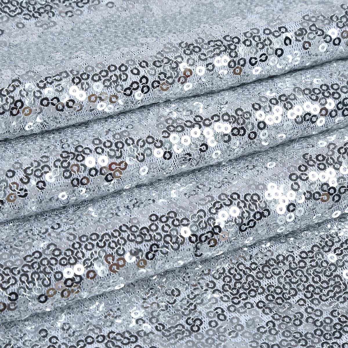 Silver 60" x 102" Sequin Rectangular Tablecloth