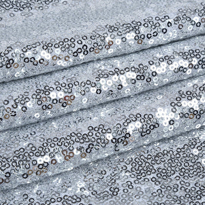 Silver 60" x 102" Sequin Rectangular Tablecloth