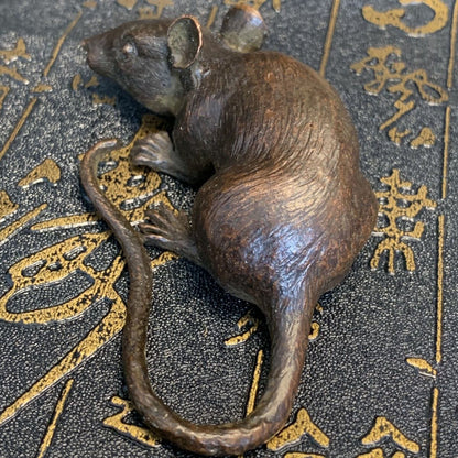 chinese bronze handmade mouse Figure statue netsuke collectable table decoration