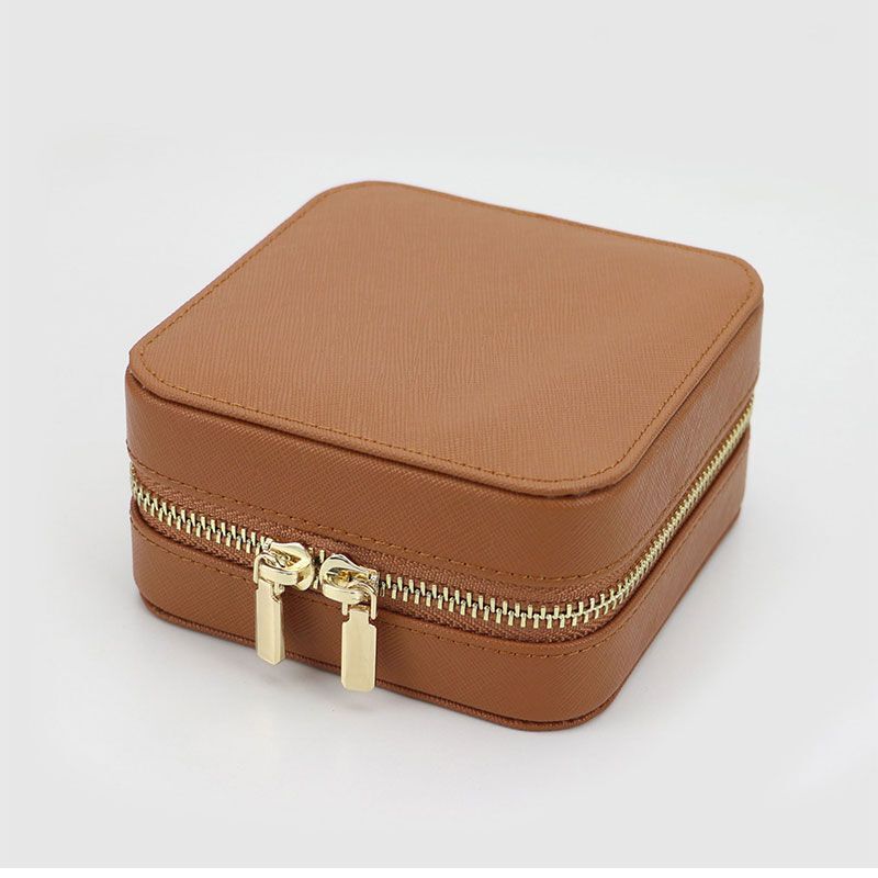 Customized Genuine Leather Earrings Ring Case Jewelry Storage Box 11.5*11.5*6 CM
