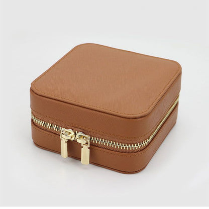 Customized Genuine Leather Earrings Ring Case Jewelry Storage Box 11.5*11.5*6 CM