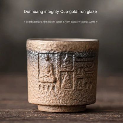 Gilding Iron Glaze Dunhuang Cup Teacup Handmade Ceramic Tea Drinking Small Cup