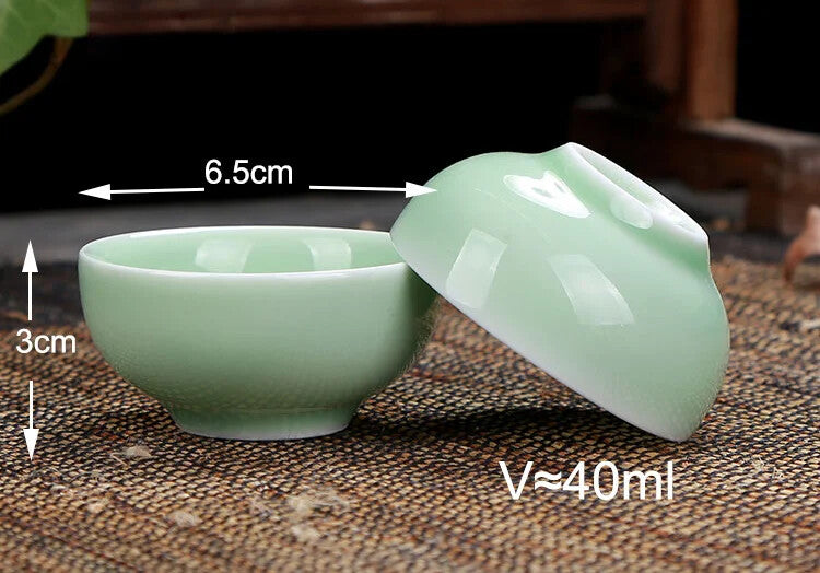 6pcs Celadon China Tea Cup Set kung Fu Travel Tea Bowl Porcelain Teacup Set