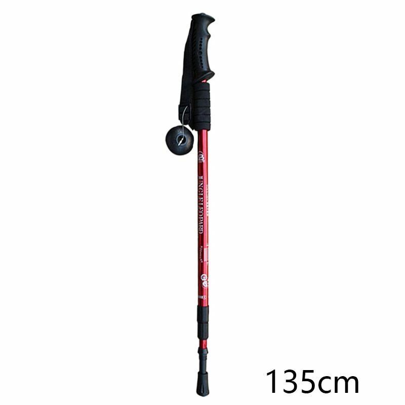 Telescopic Hiking Camping Climbing Walking Stick Trekking Pole Cane Elderly Red