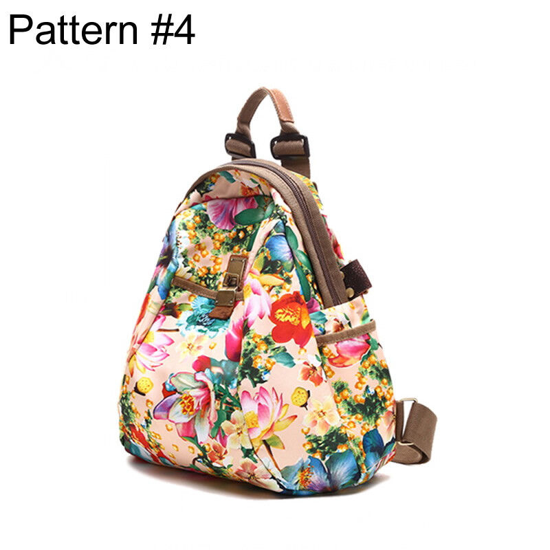 Convertible Floral Nylon Backpack Rucksack Purse Shoulder Bag Travel 2 sizes