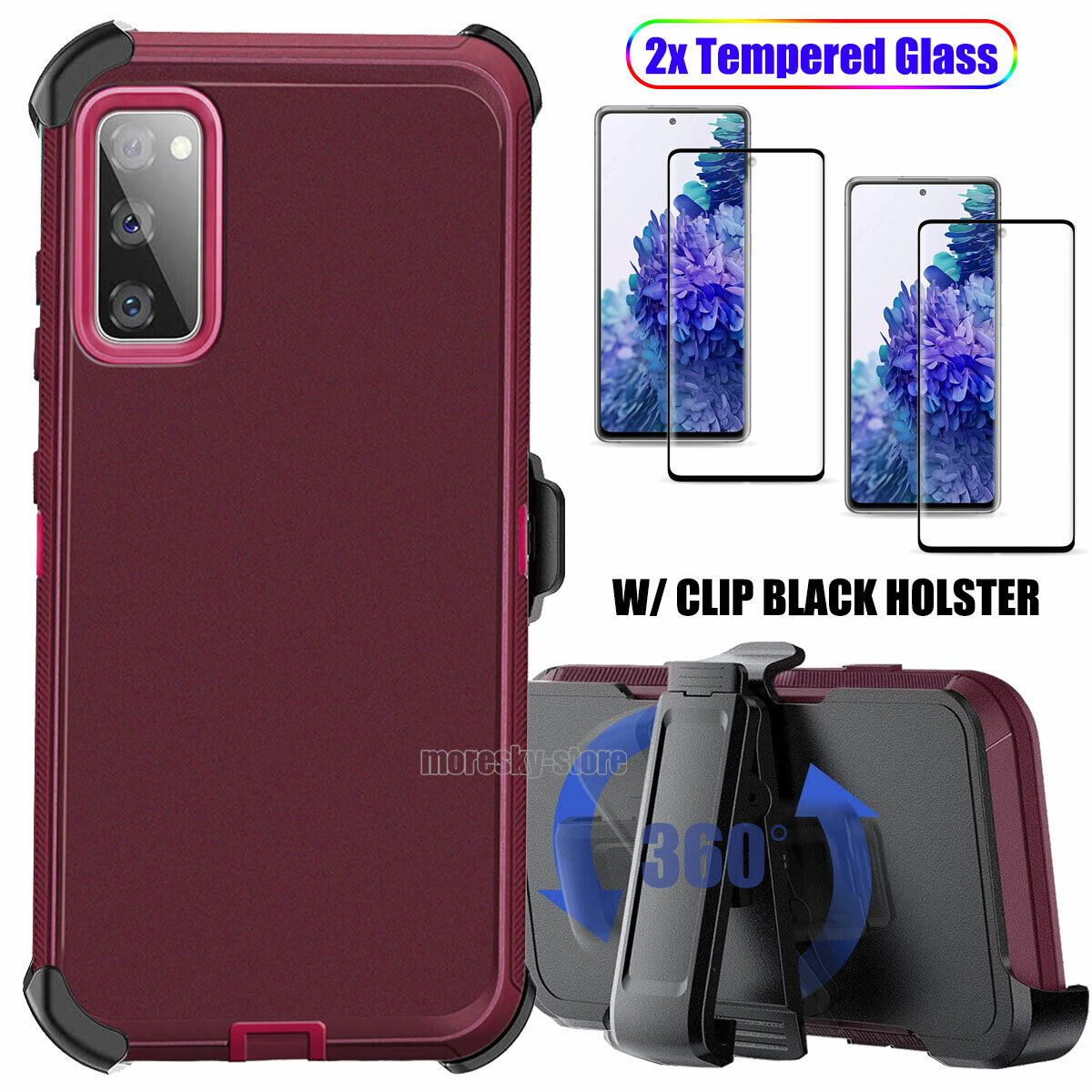 Case Rugged Clip Holster Cover, Tempered Glass - Thumbnail 5