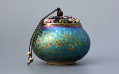 180ml Handmade Ceramic Tea Caddy Airtight Jar Glazed Herbs Spices Container