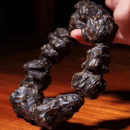 Natural Wood Big Irregular Shape Beads Men's Bracelet Lucky Fengshui Jewelry