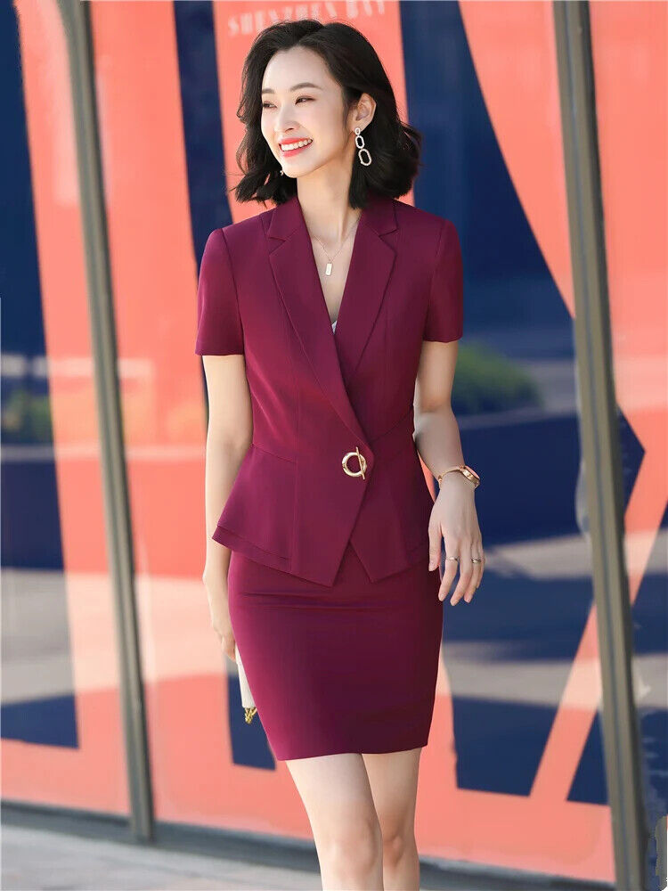 2 Piece Set Women Suits Short Sleeve Blazer Lady 2 Piece Set Women blazer Sets