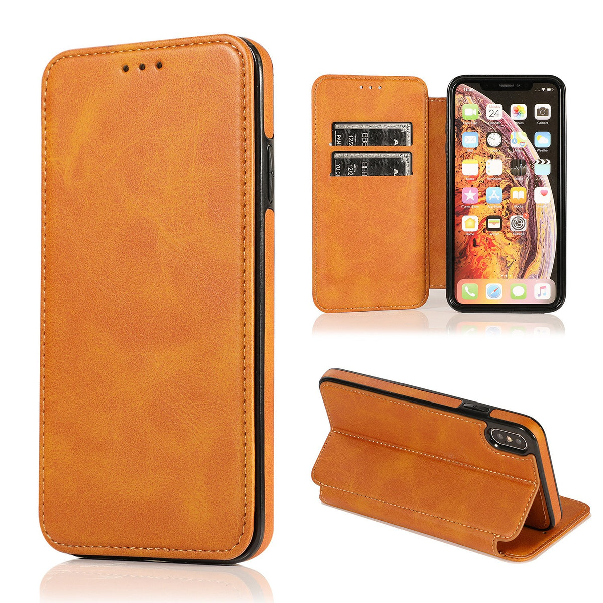 Wallet PU Leather Flip Phone Case for iPhone 17 Plus Pro Max Air/16/15/Samsung