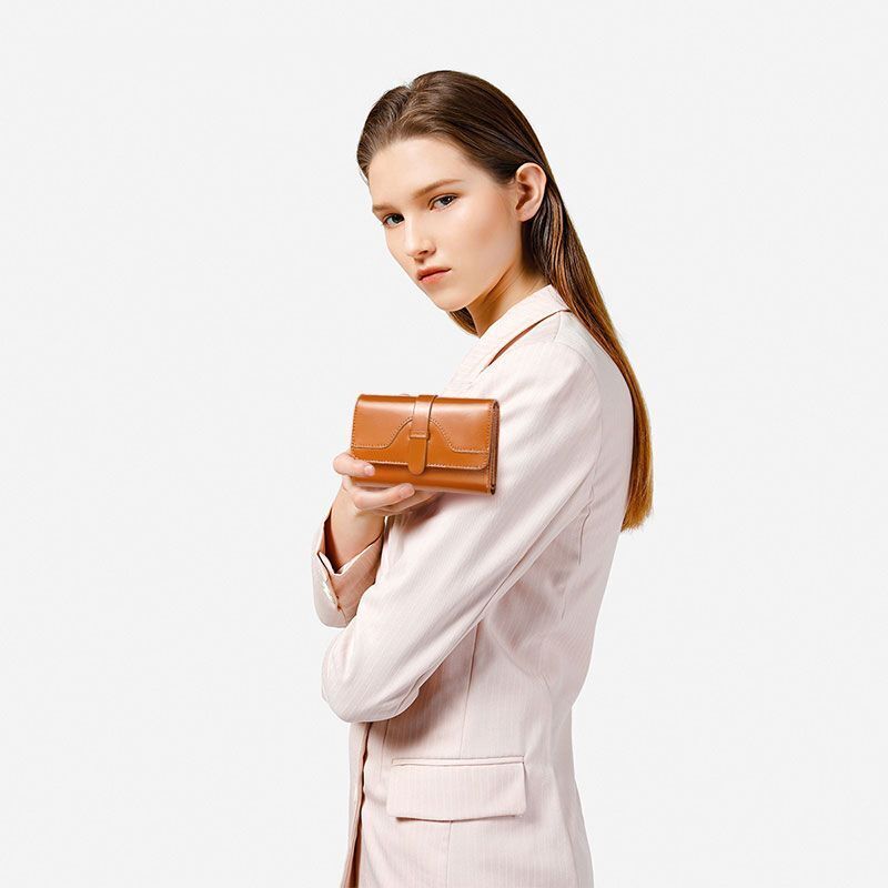 Genuine Leather Wallets Short Clutch Purse 3 Fold Card Coin Bag RFID 9*3*14 CM