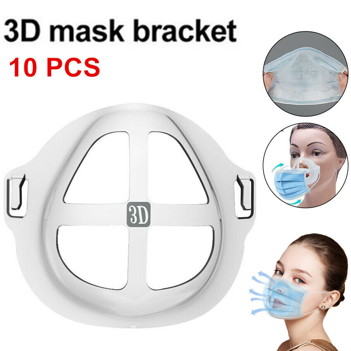 3D Face Mask Bracket Mouth Separate Inner Stand Holder Breathing Space 10PCS US