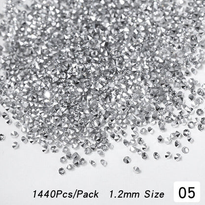 1440pc/bag Crystal AB Gold 3D Flat Back Crystal Nail Art Rhinestones Decoration