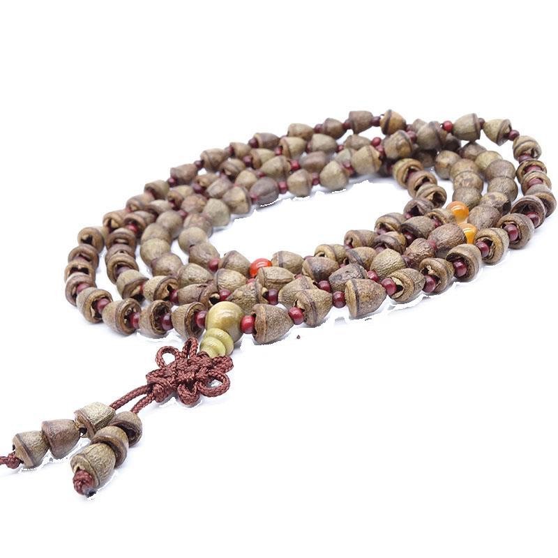 Natural Small Golden Bell Bodhi 8mm 108 Beads Mala Bracelet