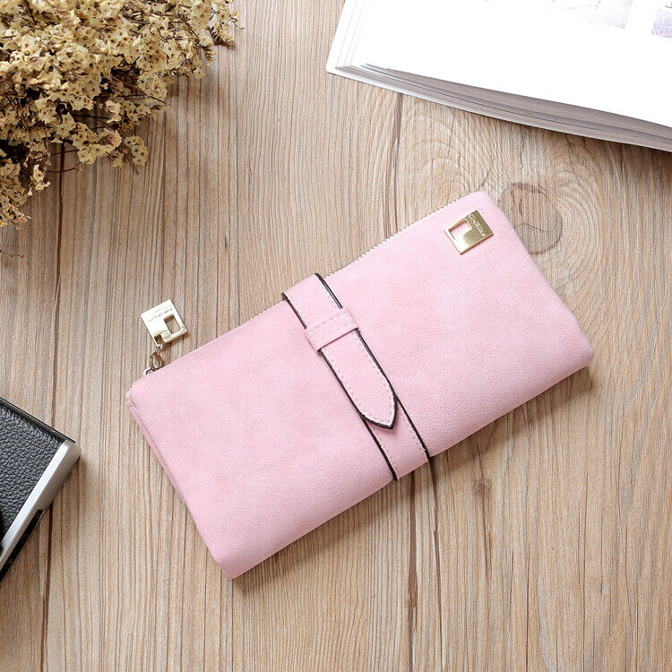 Women's Wallets Leather Billfold Handbag Clamps Cash Clip Female Coin Purse Card