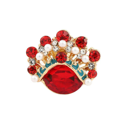 Creative Ruby Opera Hat Jewelry Lapel Pin Red Crystal Brooch Ruby Hat Brooches