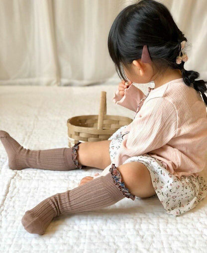 Baby Socks Floral Print Kids Lace Winter Girls Knee High Long Toddler Cotton Kid