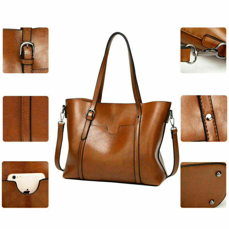 Women Large Retro Handbag Leather Shoulder Bag Purse Messenger Tote Satchel Hobo