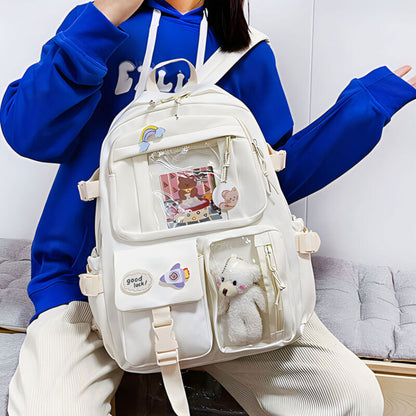 Large Capacity Backpack School Bag Laptop Girls Travel Bag With Pin