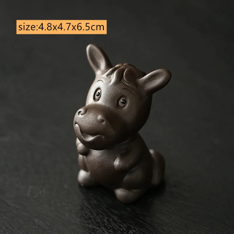 Chinese Zodiac ZishaTea Pet Animal Statue Decoration Handmade Sculpture Tea Set