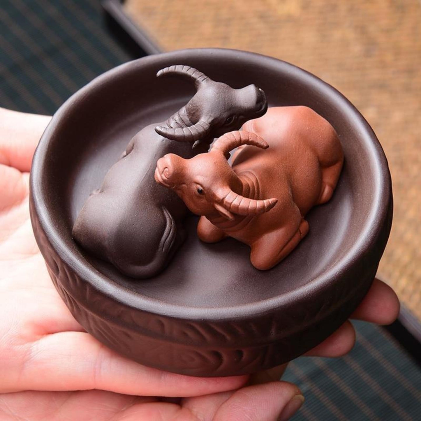 Purple Sands Zodiac Cow Tea Pet Ornament 9cm 3.5in Tea Play Tea Ceremony