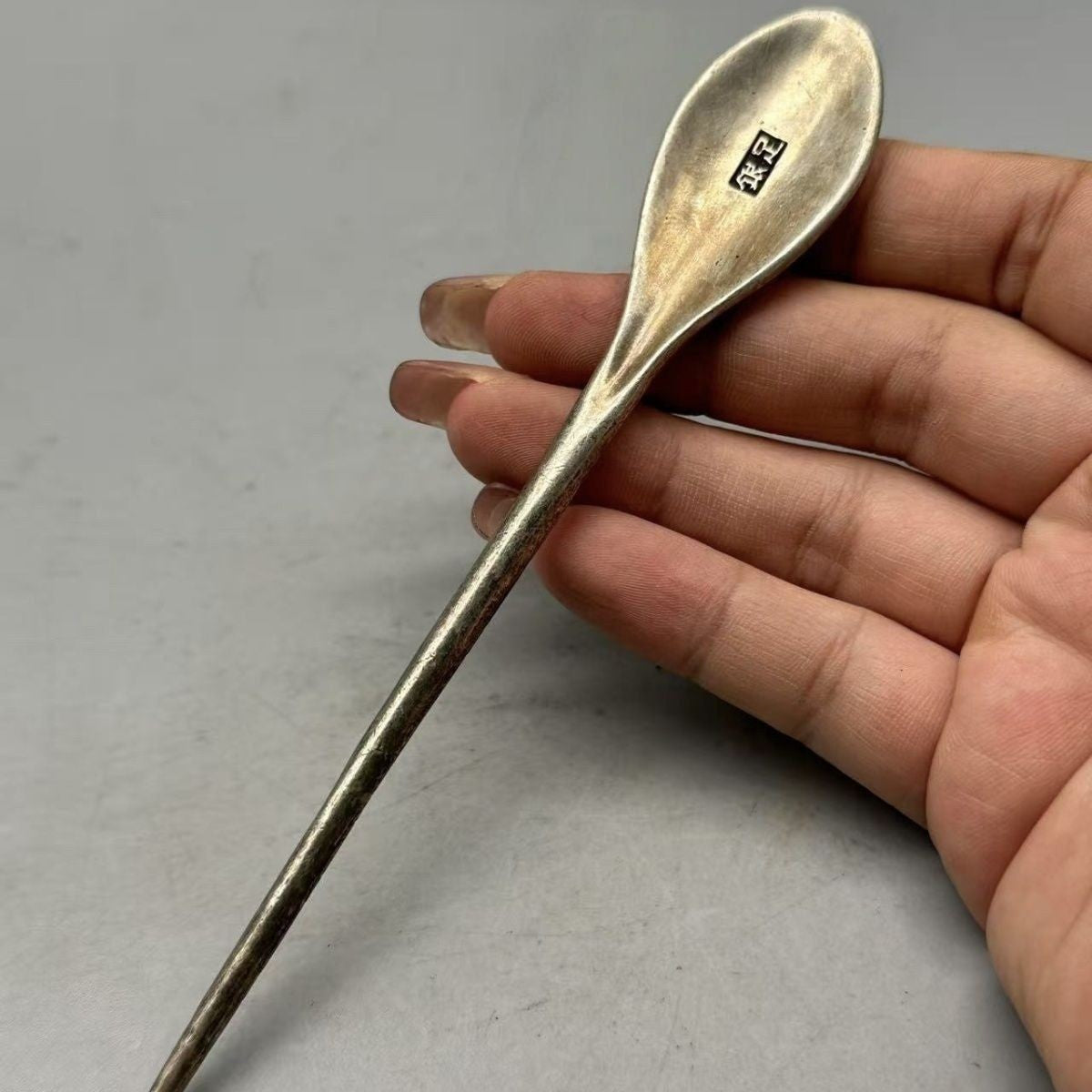Vintage Silver Plated Copper Hairpin Floral Engraved Chinese Style