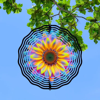 CIFbuy 10 Inch Neon Flower Wind Spinner 3D Metal Garden Yard Outdoor Decor
