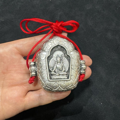 Tibetan Style White Copper Gau Box Pendant Vintage Unisex Handmade Accessory