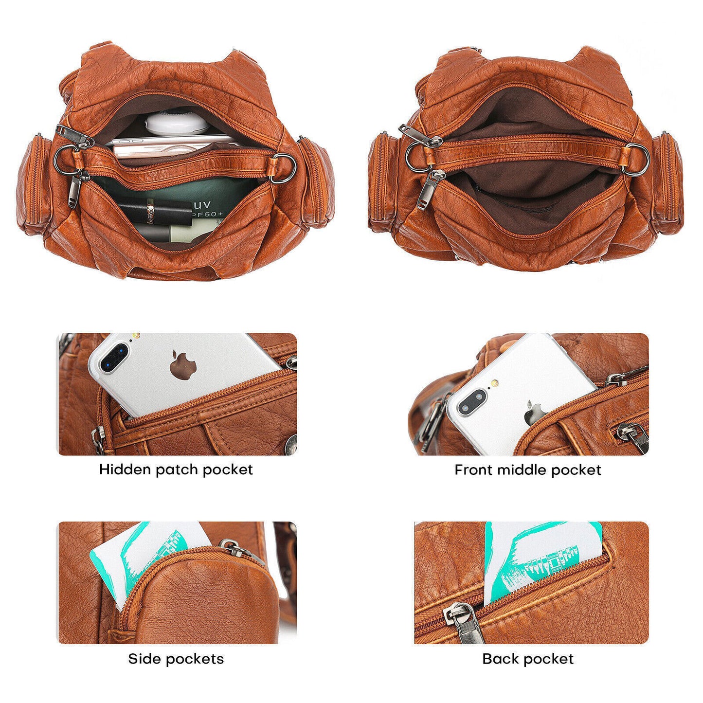 Soft Women Crossbody Hobo Bag Faux Leather Large Shoulder Tote Bag Handbag Purse