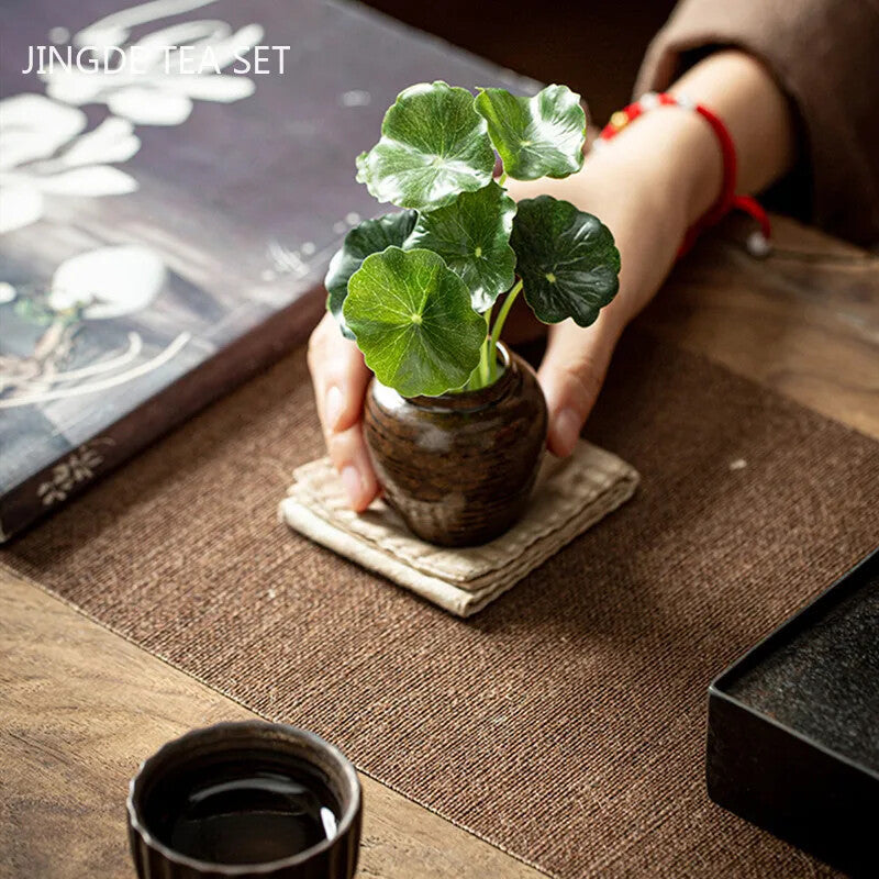 Creative Ceramic Mini Tea Pet Decoration Tea Tray Simulation Flower Small Vase