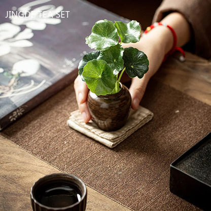 Creative Ceramic Mini Tea Pet Decoration Tea Tray Simulation Flower Small Vase