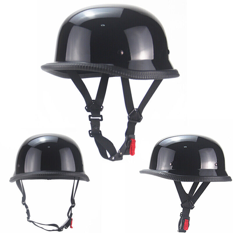 Vintage Motorcycle Helmet German Novelty Shiny Black Motorcycle Half Helmet